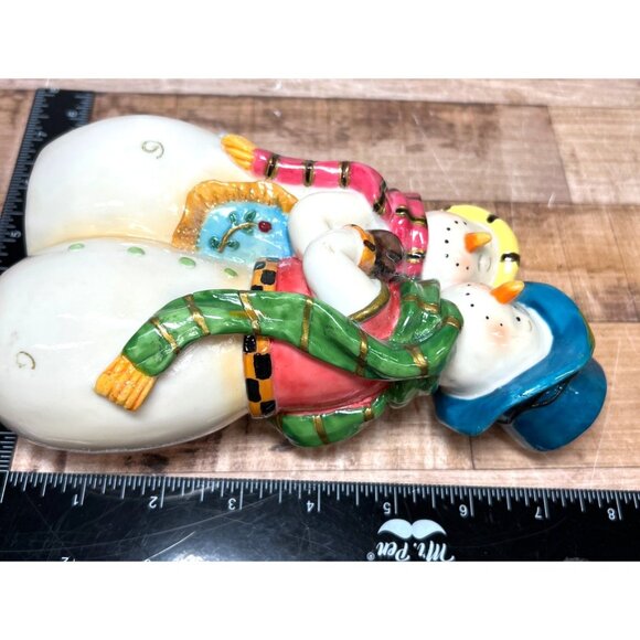 Decorative Acrylic Snowman Couple Figurine Hand-Painted Winter Scene - Picture 7 of 7